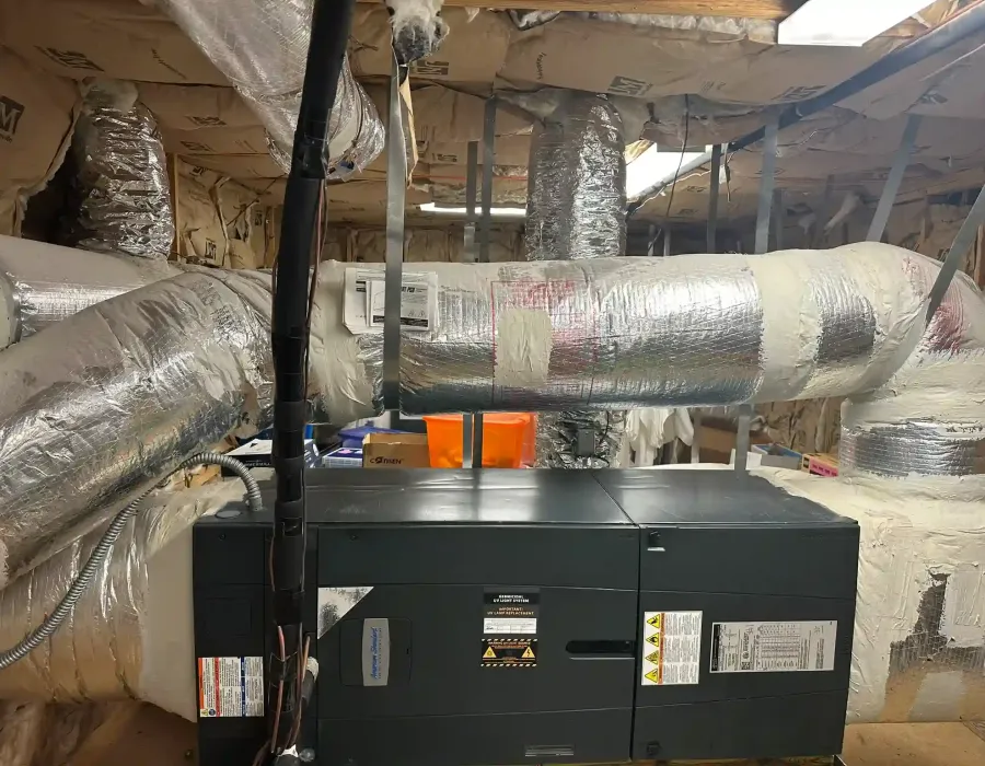Central heating and cooling unit inspection by Complete Refrigeration Services.